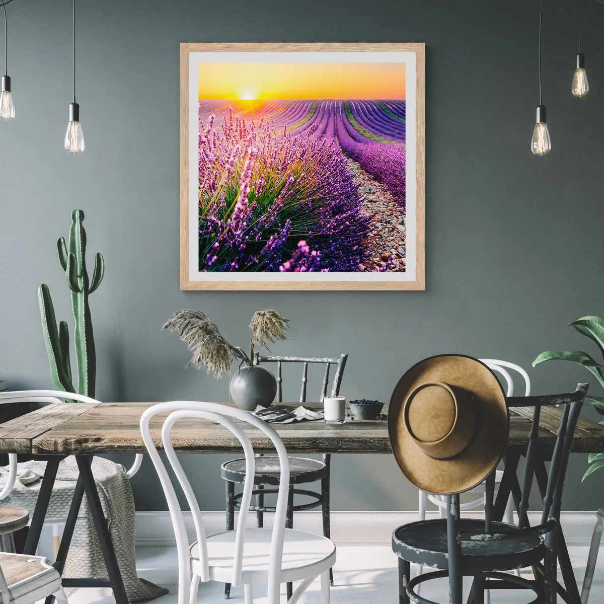 Pôster com moldura de carvalho claro - Prado perfumado - 60x60 cm