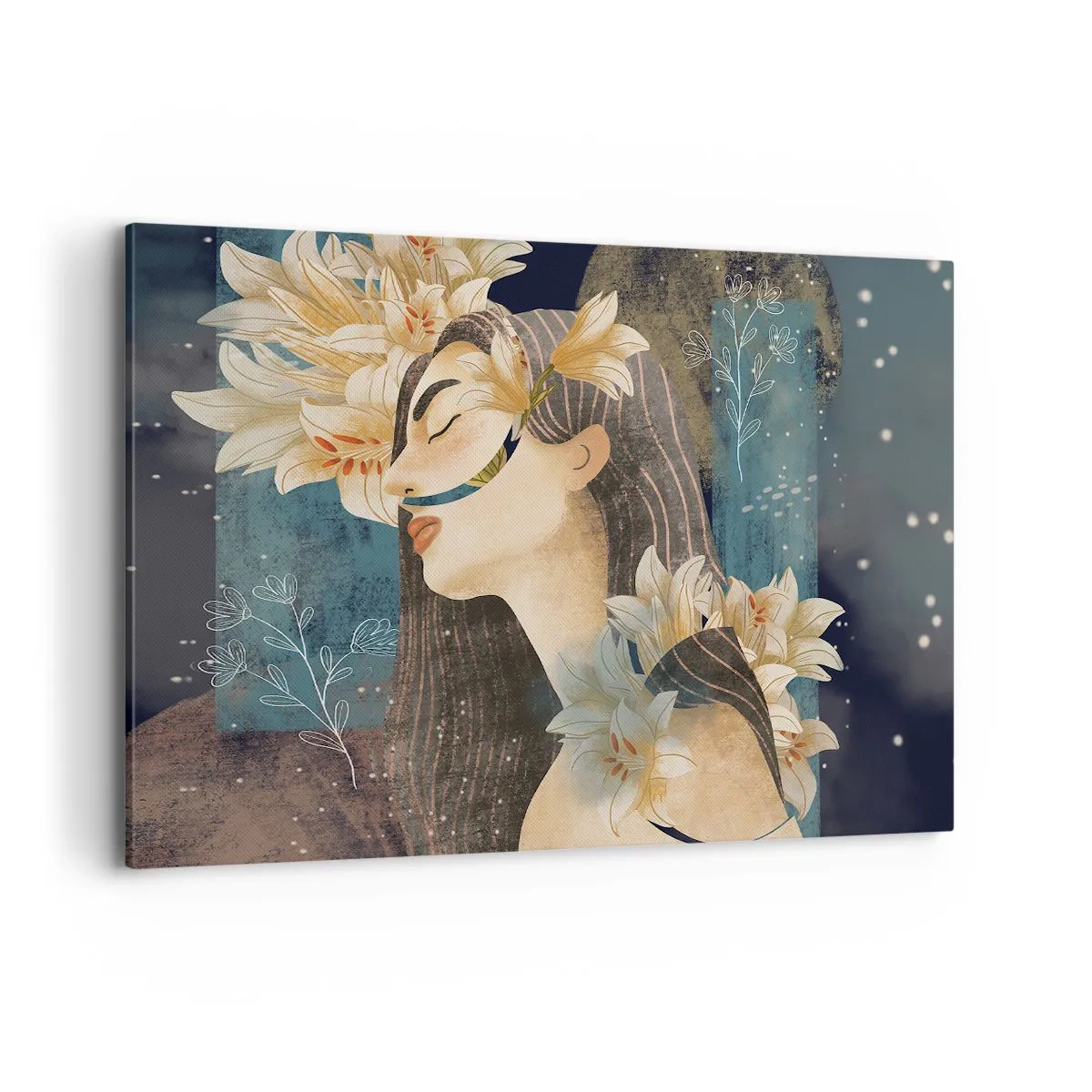 Quadro em tela - O conto da princesa com lírios - 120x80 cm