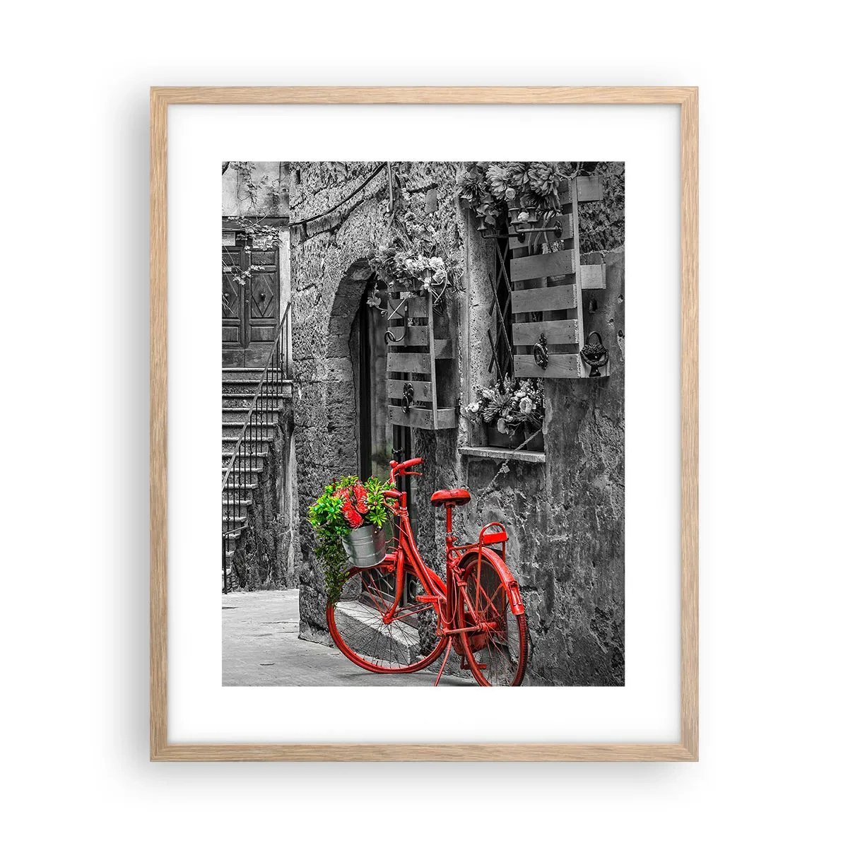 Pôster com moldura de carvalho claro - Beco da Toscana - 40x50 cm