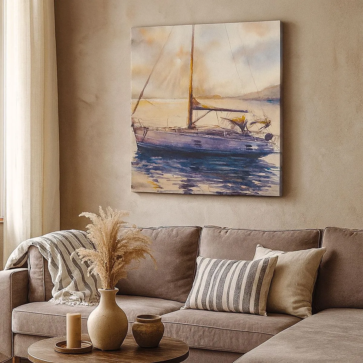 Quadro em tela - Noite na baía - 30x30 cm