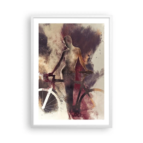 Pôster em moldura branca - Uma alma de bicicleta em formas de mármore - 50x70 cm