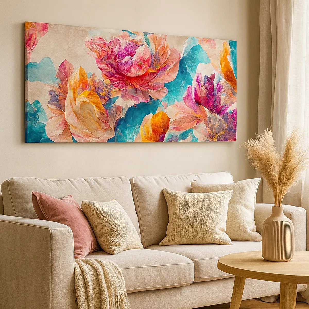 Quadro em tela - Esplendor colorido do buquê - 30x30 cm