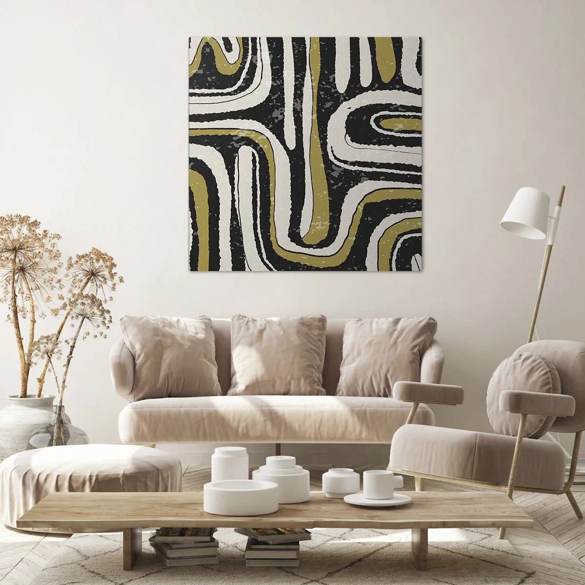 Quadro em tela - Composição: estradas e becos - 70x70 cm