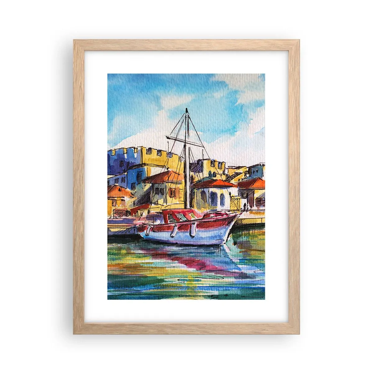 Pôster com moldura de carvalho claro - Tarde de arco-íris - 30x40 cm