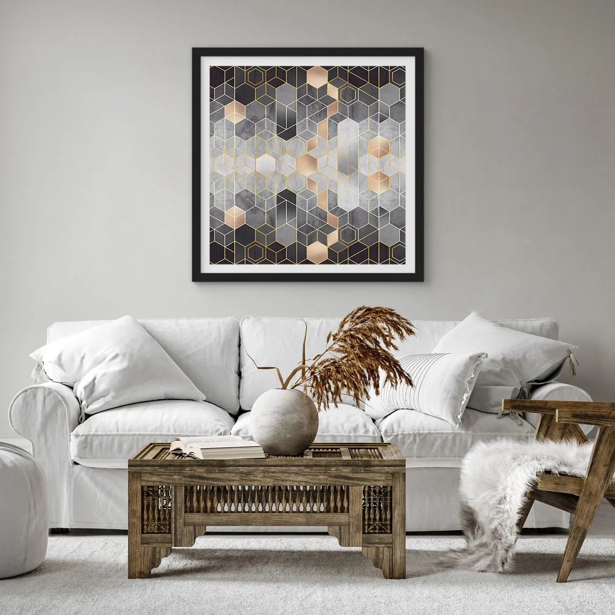 Pôster com moldura preta - Composição do diamante - 50x50 cm