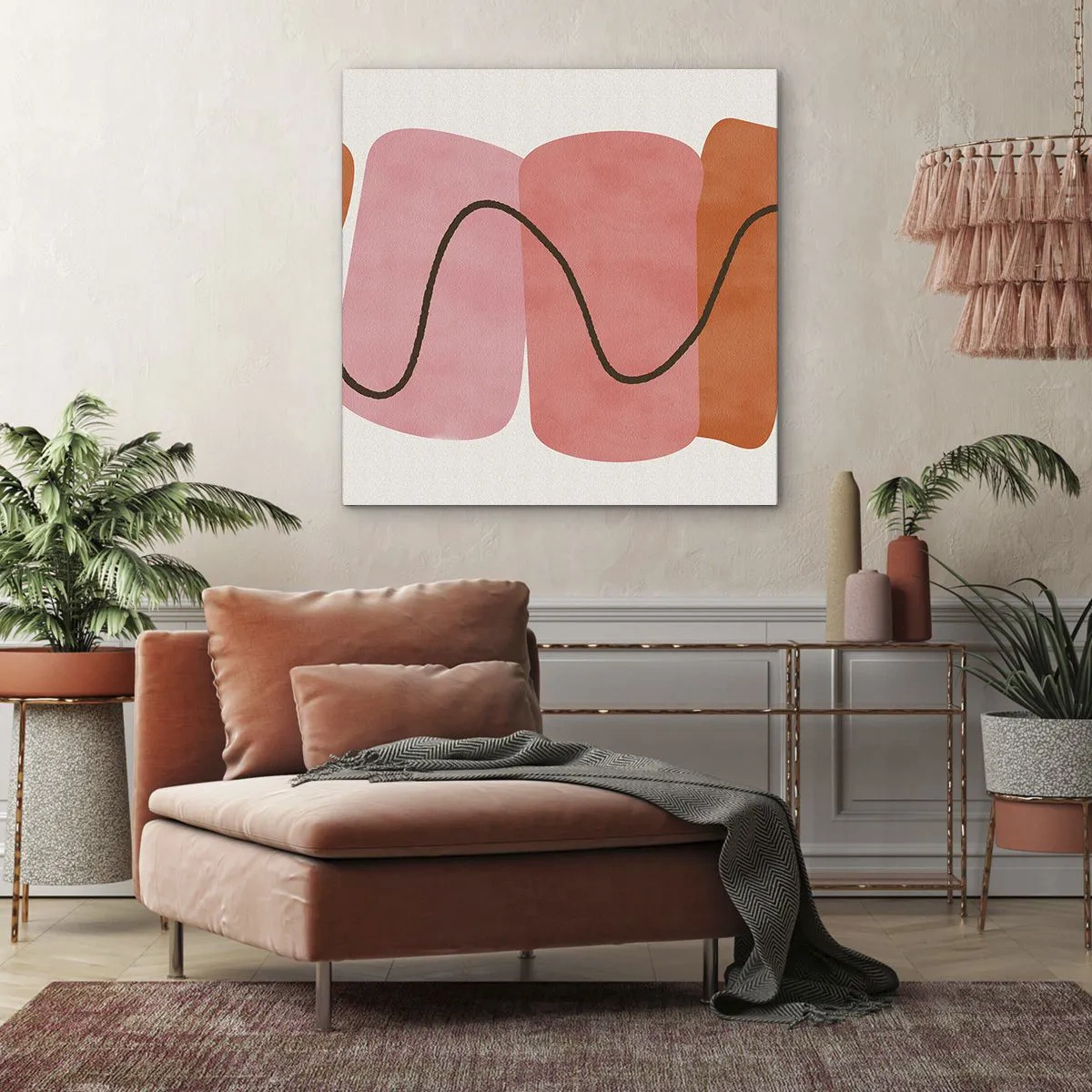Quadro em tela - Movimento suave de formas - 70x70 cm
