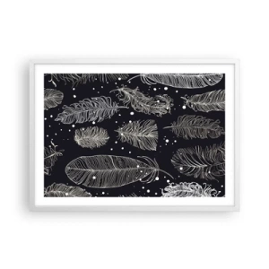 Pôster em moldura branca - Rendas de penas - 70x50 cm