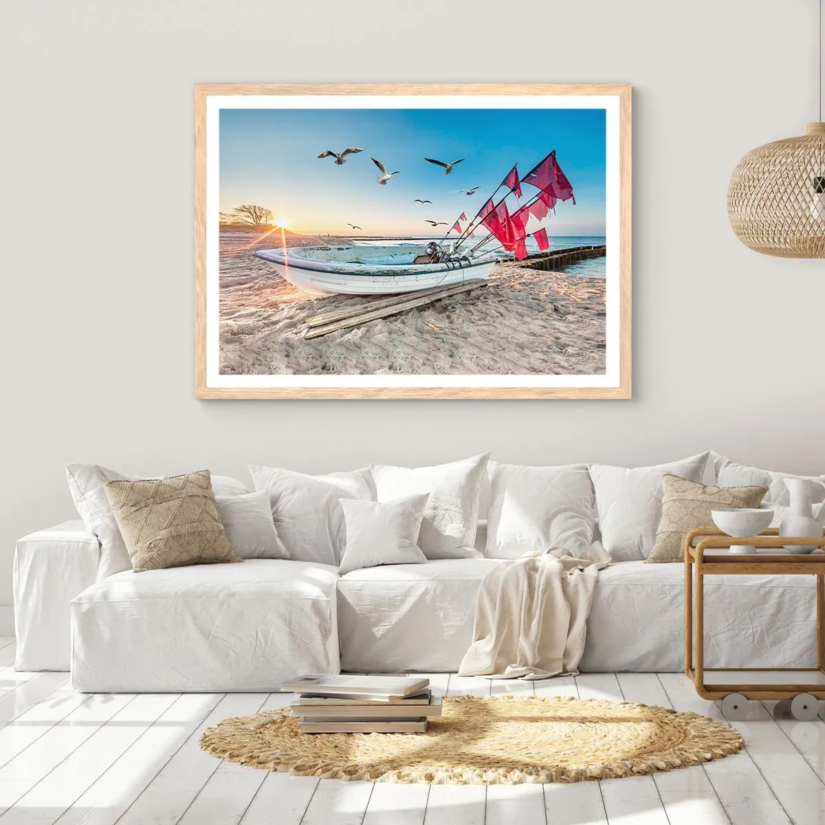 Pôster com moldura de carvalho claro - Um merecido descanso - 70x50 cm