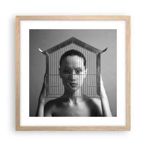 Pôster com moldura de carvalho claro - Retrato um pouco surreal - 40x40 cm