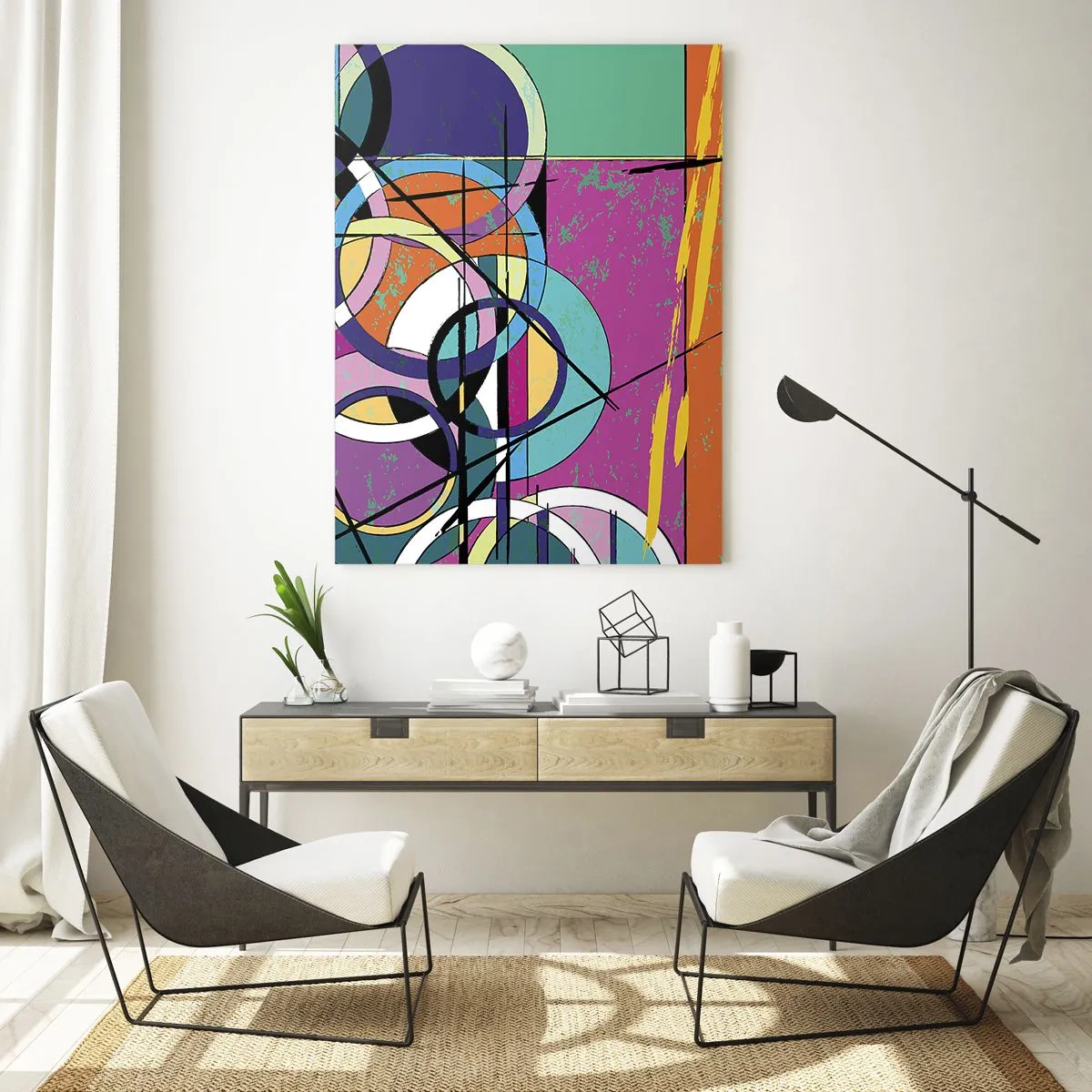 Quadro em vidro - Círculo entre círculos - 70x100 cm