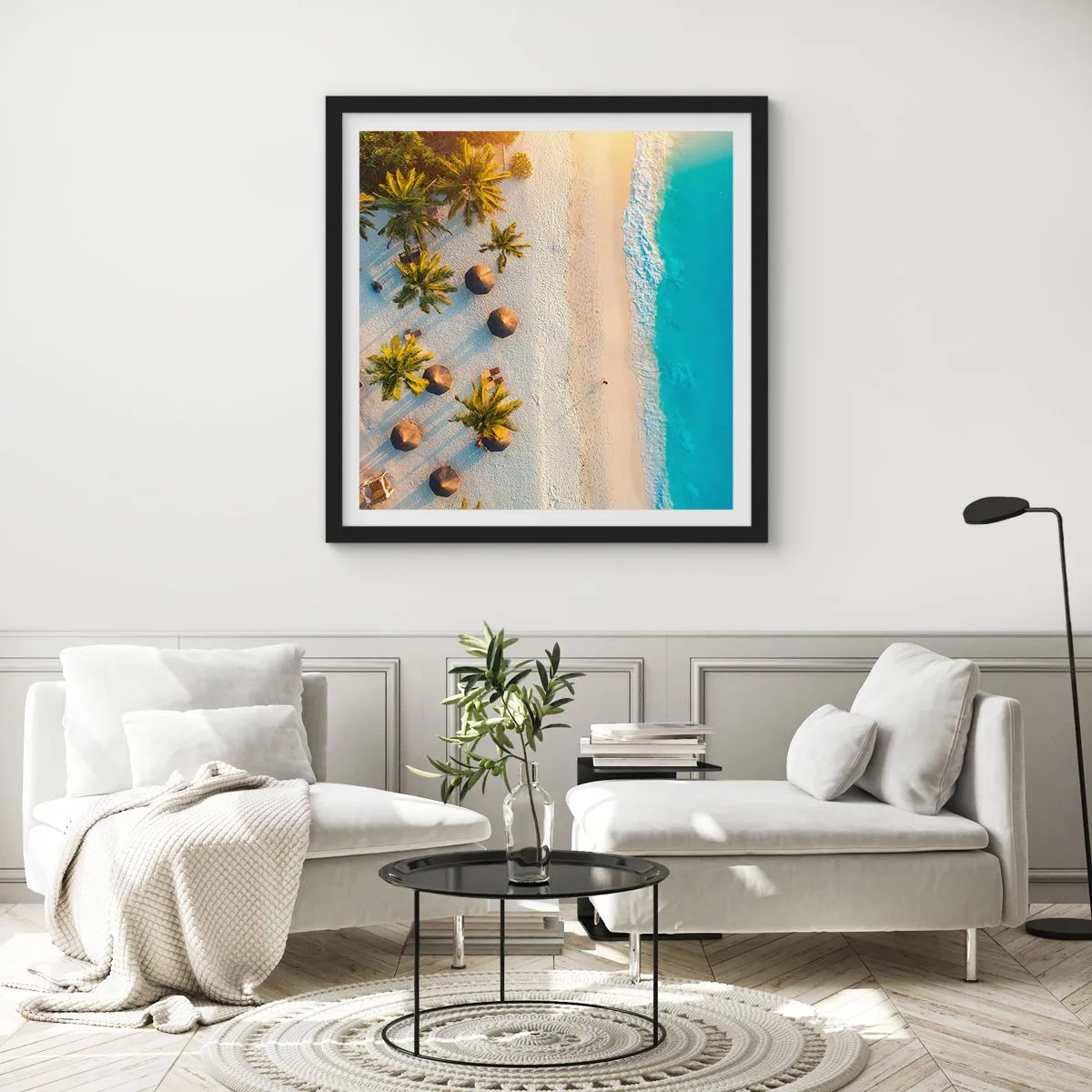 Pôster com moldura preta - Bem vindo ao Paraíso - 50x50 cm