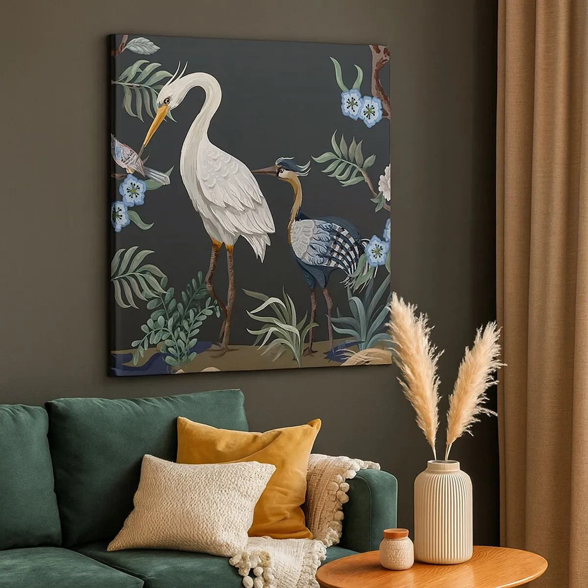 Quadro em tela - Desfile de pássaros - 30x30 cm