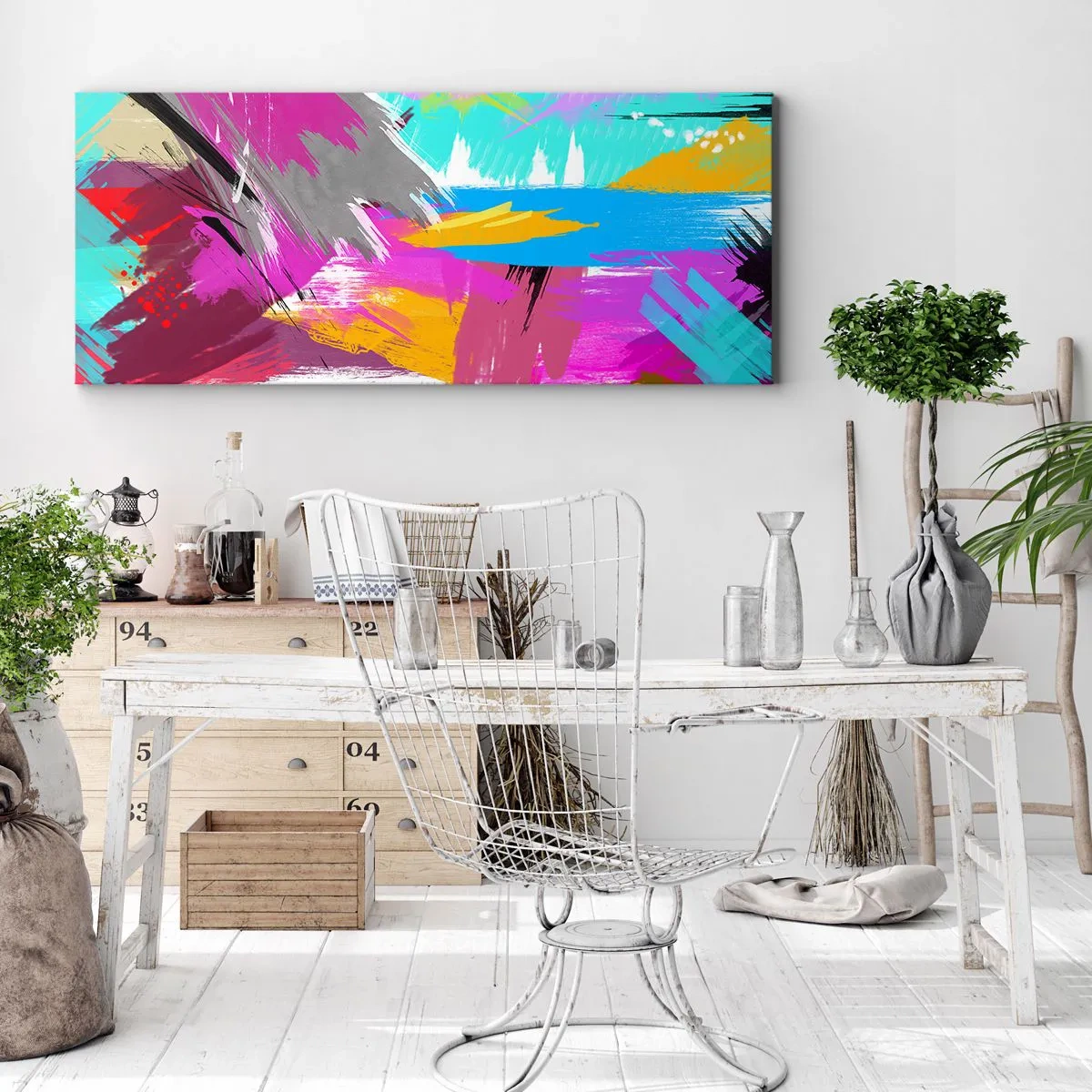 Quadro em tela - Pinte, pinte, mais uma vez - 100x40 cm