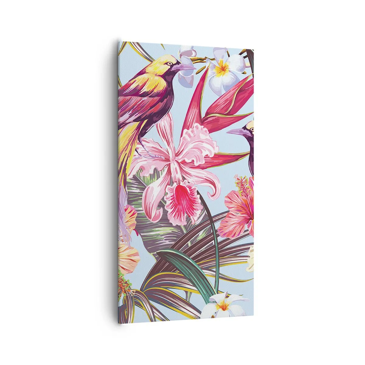 Quadro em tela - Pétalas e penas - 65x120 cm