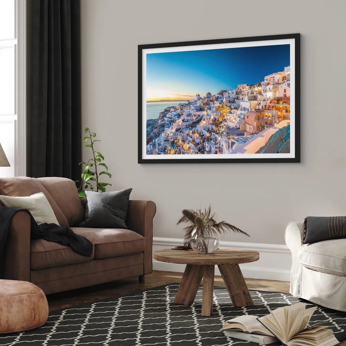 Pôster com moldura preta - A essência grega - 100x70 cm