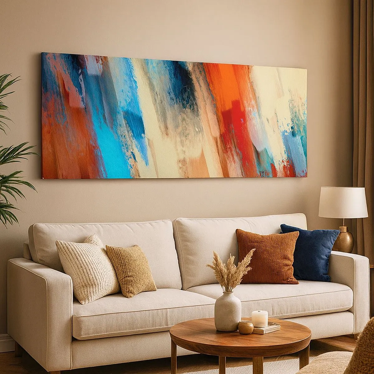 Quadro em tela - Cascata de cores - 100x40 cm