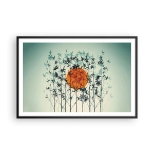Pôster com moldura preta - Sol japonês - 91x61 cm