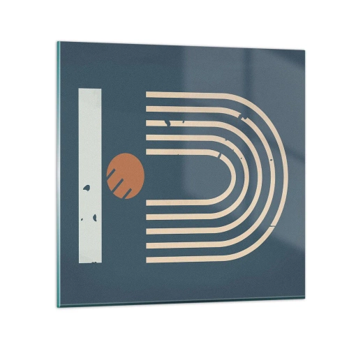 Quadro em vidro - Geometria em azul marinho - 60x60 cm