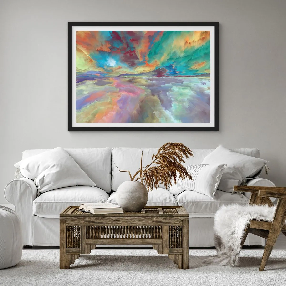 Pôster com moldura preta - Dois Céus - 100x70 cm