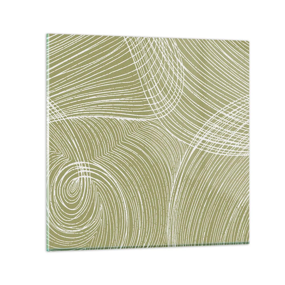 Quadro em vidro - Abstração intrincada em branco - 40x40 cm