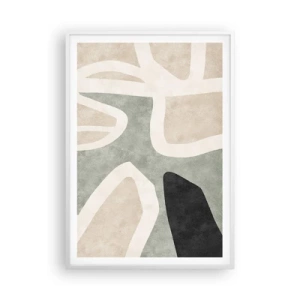 Pôster em moldura branca - Composição com motivo preto - 70x100 cm