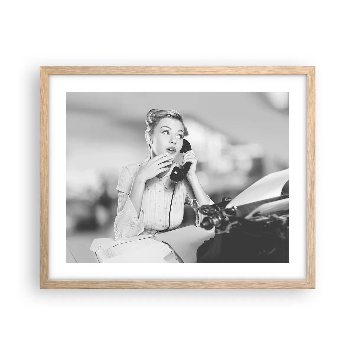 Pôster com moldura de carvalho claro - Olá, estes são os anos 50. - 50x40 cm