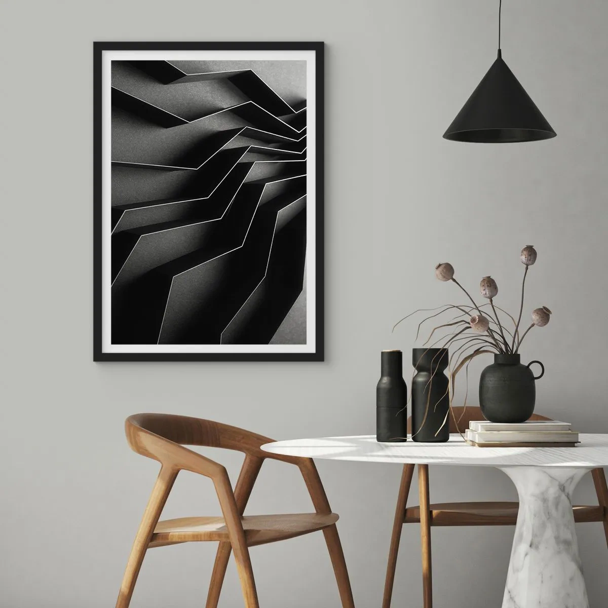 Pôster com moldura preta - Ordem espacial - 70x100 cm