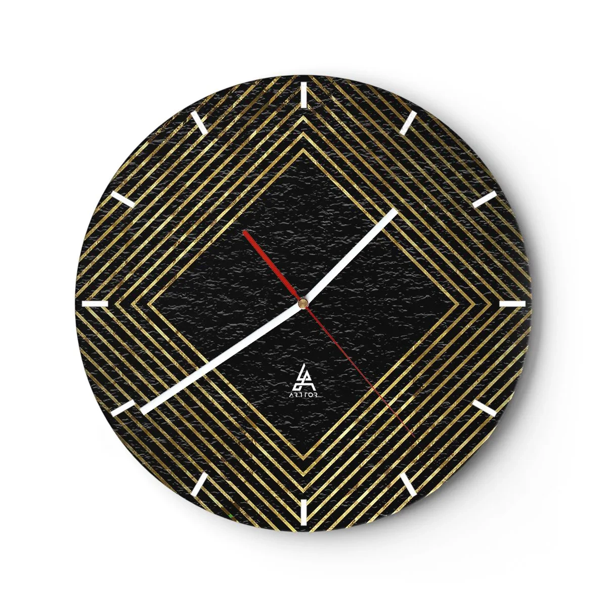Relógio de parede - Relógio em vidro - Geometria em estilo glamoroso - 40x40 cm