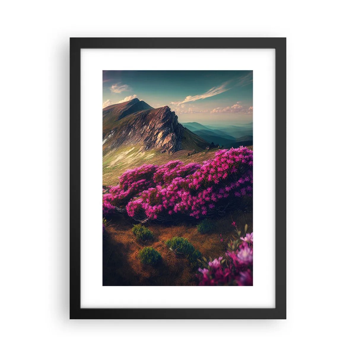 Pôster com moldura preta - Verão nas montanhas - 30x40 cm