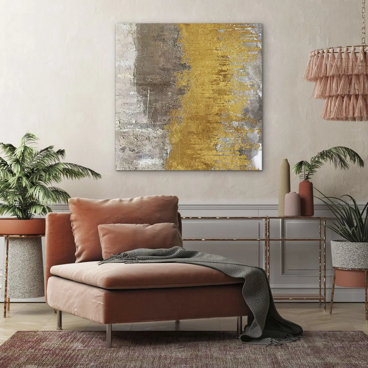 Quadro em tela - Uma explosão dourada - 30x30 cm