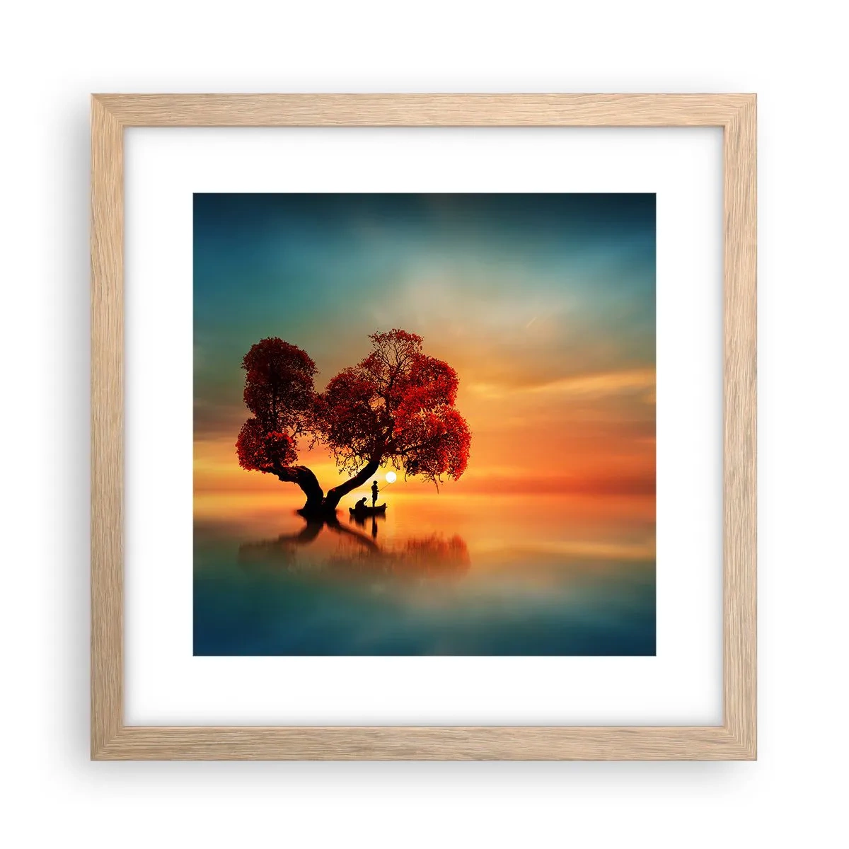 Pôster com moldura de carvalho claro - A distância e o silêncio do mundo - 30x30 cm