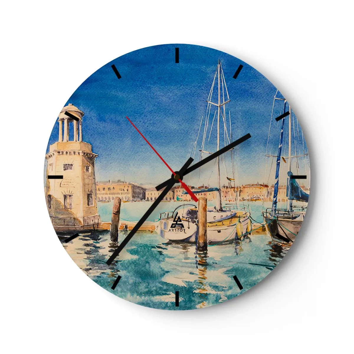 Relógio de parede - Relógio em vidro - Lagoa ensolarada - 40x40 cm