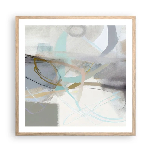 Pôster com moldura de carvalho claro - Abstração enevoada - 60x60 cm