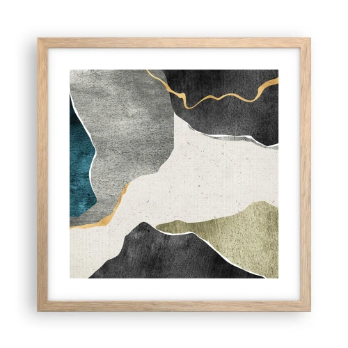 Pôster com moldura de carvalho claro - Composição de mosaico com fio de ouro - 40x40 cm