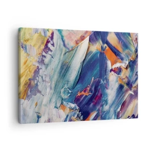 Quadro em tela - Abstração colorida com textura de tinta acrílica - 70x50cm - Confusão de cores - Decoração de parede moderna para a sala de estar e quarto ARTTOR