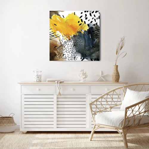 Relógio de parede - Relógio em vidro - Reunião dos elementos da natureza - 40x40 cm