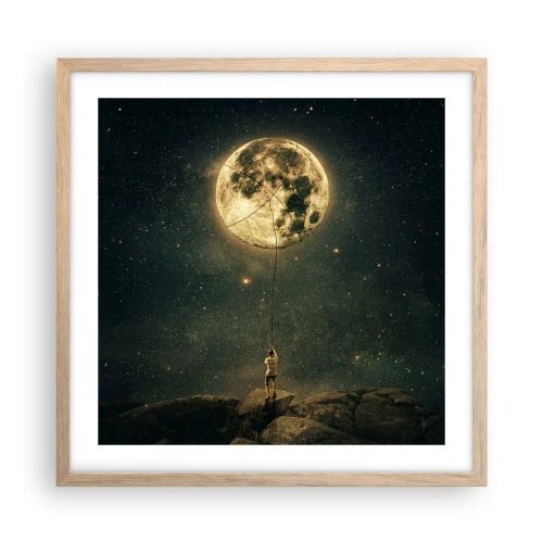 Pôster com moldura de carvalho claro - Aquele que roubou a lua - 50x50 cm