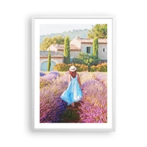Pôster em moldura branca - Menina Lavanda - 50x70 cm