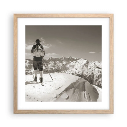 Pôster com moldura de carvalho claro - E as montanhas são as mesmas - 40x40 cm