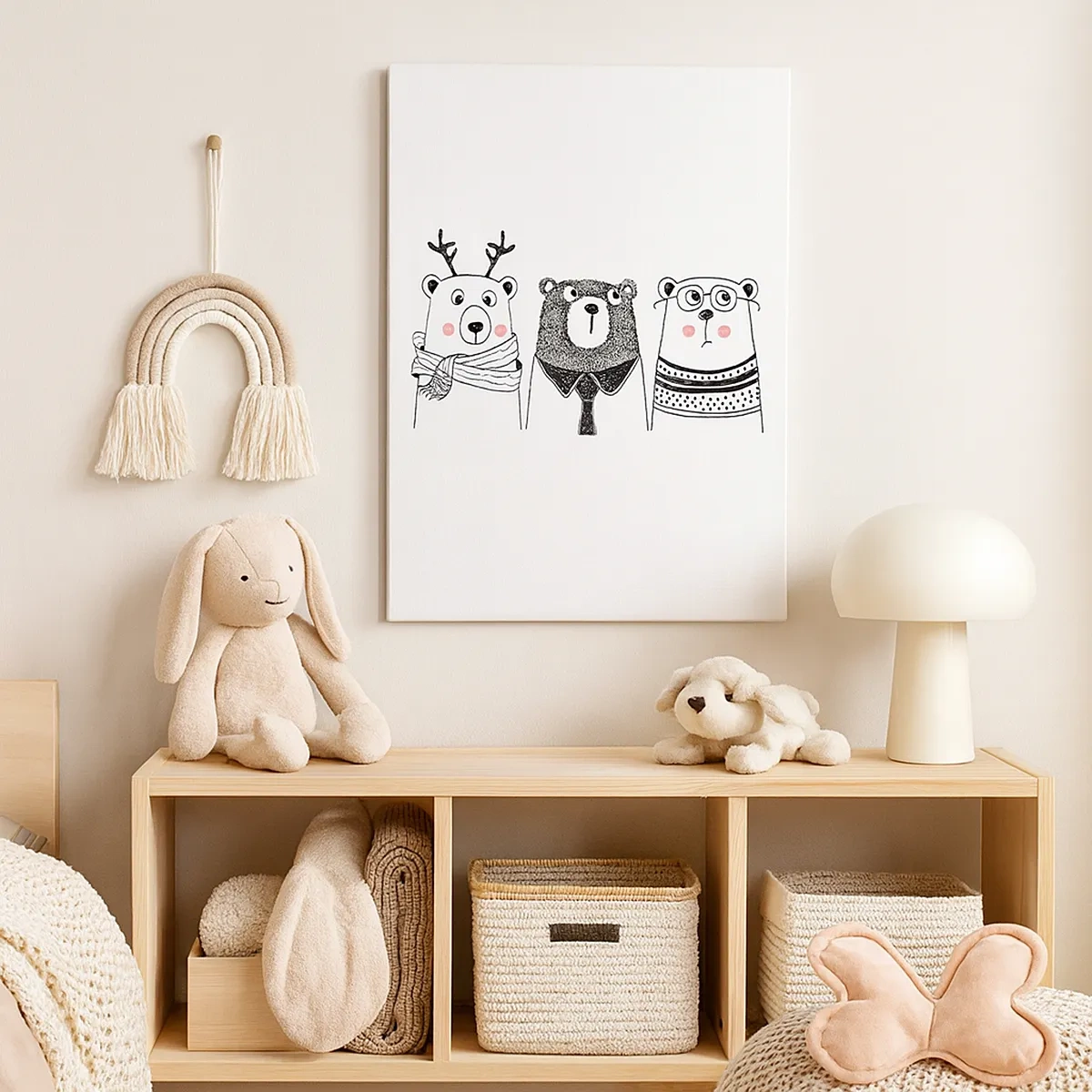 Quadro em tela - Urso, ursinho e ursão - 50x70 cm