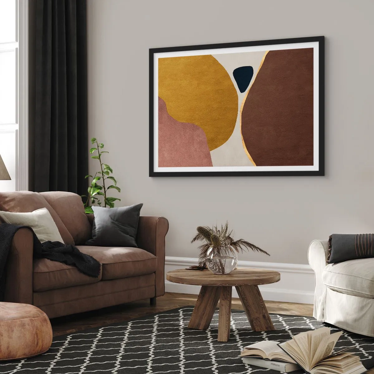 Pôster com moldura preta - Abstração – um lugar no espaço - 70x50 cm