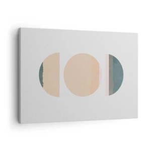 Quadro em tela - Formas geométricas abstratas em cores pastel - 70x50cm - Círculo entre círculos - Decoração de parede moderna para a sala de estar e quarto ARTTOR