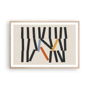 Pôster com moldura de carvalho claro - Dominó – composição - 91x61 cm