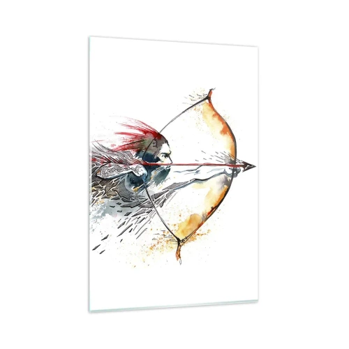 Quadro em vidro - Guerreiro mítico com um arco de fogo - 80x120 cm