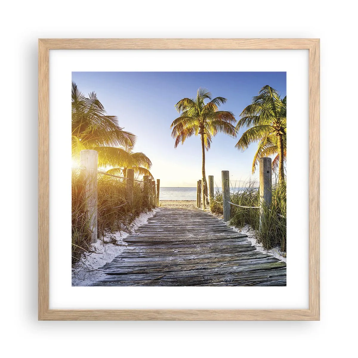 Pôster com moldura de carvalho claro - Direto para o paraíso - 40x40 cm