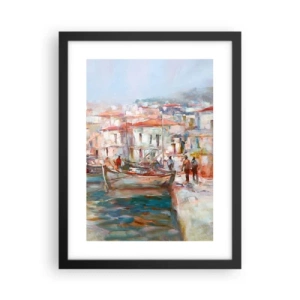 Pôster com moldura preta - Férias em pastel - 30x40 cm
