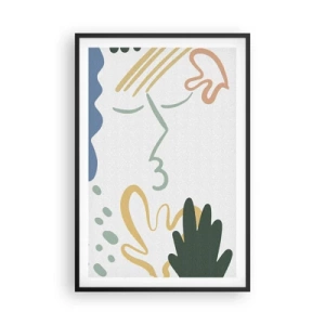 Pôster com moldura preta - Beijo de flores - 61x91 cm