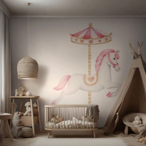 Papel de parede personalizado Premium Canvas - Caiu no chão - Cavalo, Carrossel, Feminino