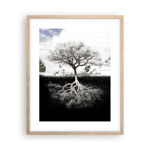 Pôster com moldura de carvalho claro - Descobrir a natureza do mundo - 40x50 cm