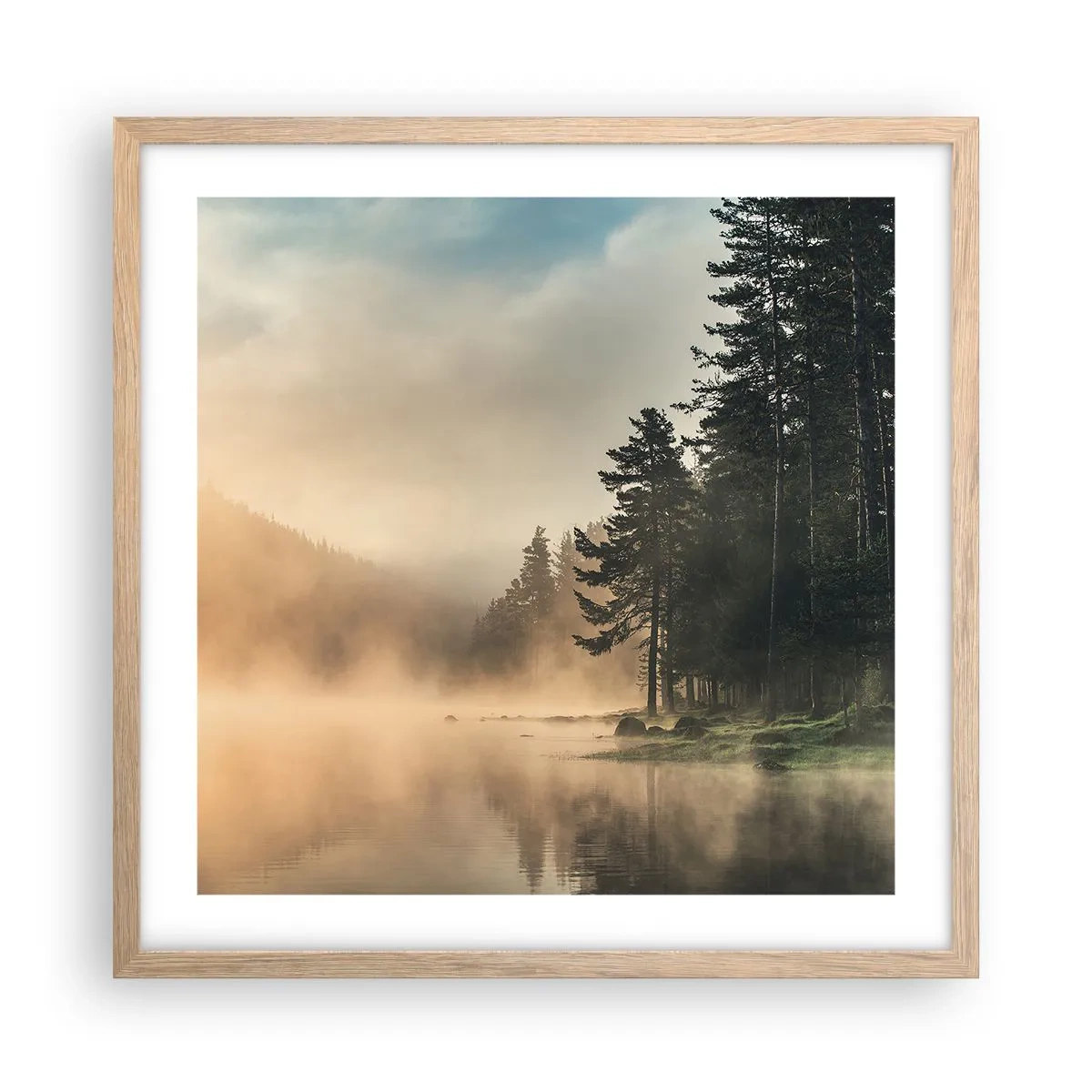 Pôster com moldura de carvalho claro - O nascimento do dia - 50x50 cm